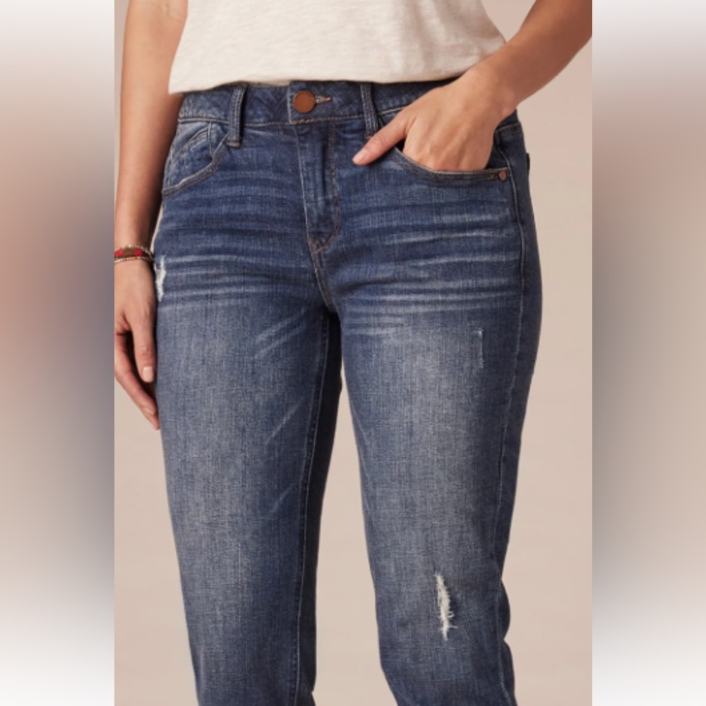 Democracy Blue Skinny Jeans with Distressed Hem - Picture 1 of 7